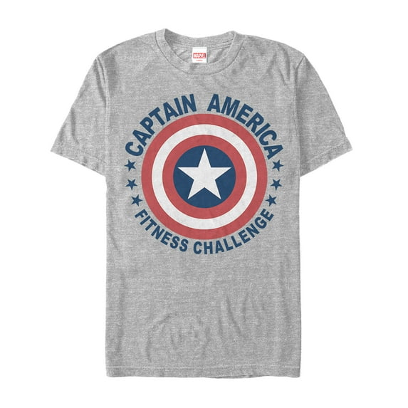 Men's Marvel Captain America Fitness Shield Graphic Tee Athletic Heather Medium