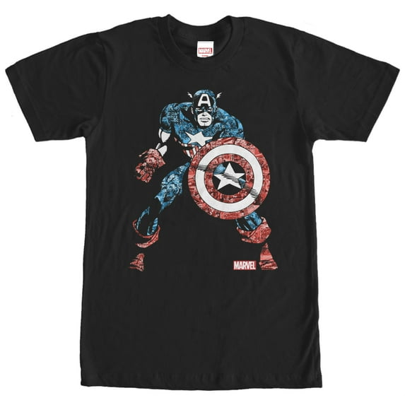 Men's Marvel Captain America Kaleidoscope Graphic Tee Black Large