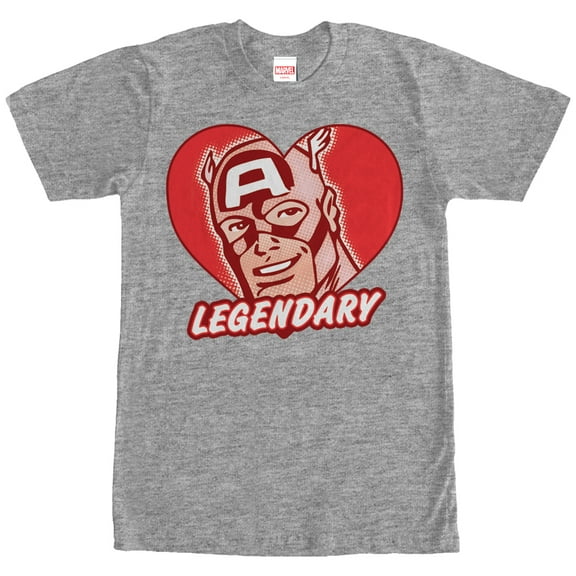 Men's Marvel Captain America Legendary Heart  Graphic Tee Athletic Heather 2X Large