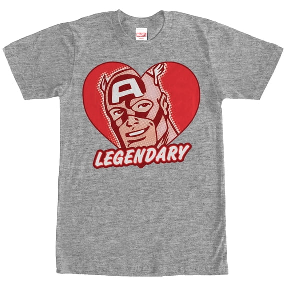 Men's Marvel Captain America Legendary Heart Graphic Tee Athletic Heather Large