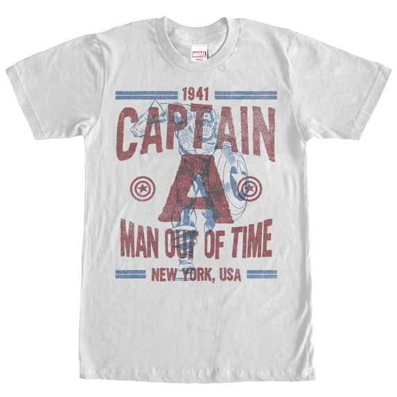 Men's Marvel Captain America Out of Time Graphic Tee White Medium