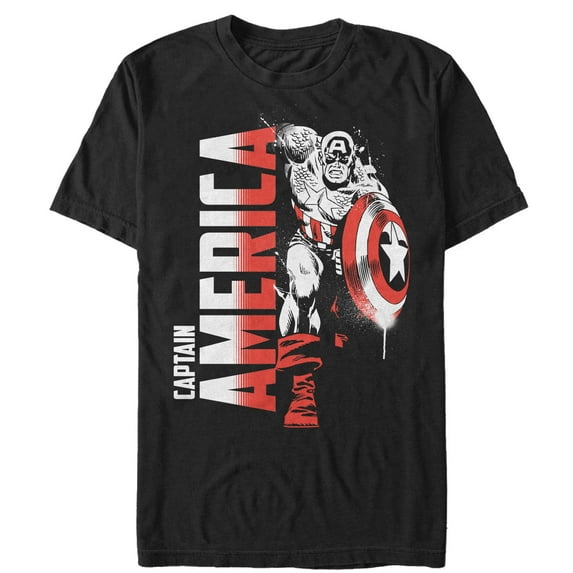 Men's Marvel Captain America Paint Splatter Graphic Tee Black Medium