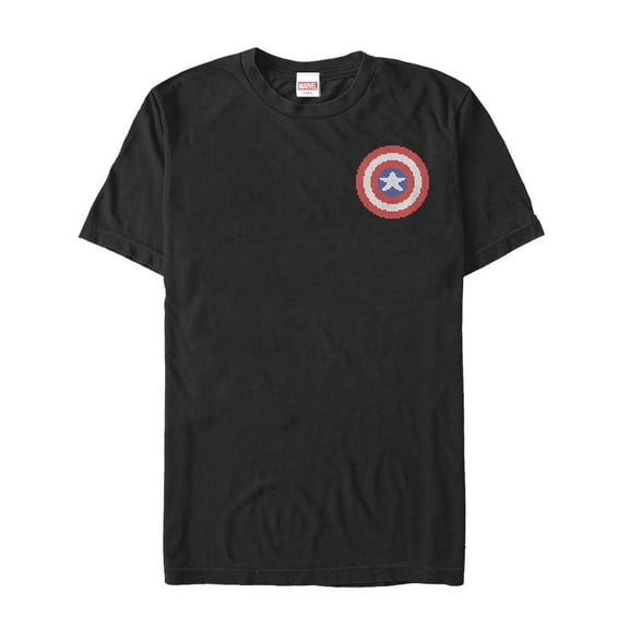 Men's Marvel Captain America Pixel Shield Badge  Graphic Tee Black X Large