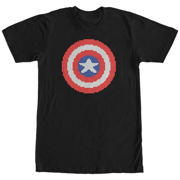 Men's Marvel Captain America Pixelated Shield  Graphic Tee Black 2X Large