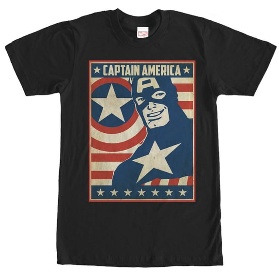 Men's Marvel Captain America Poster  Graphic Tee Black X Large