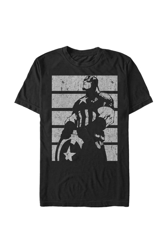 Men's Marvel Captain America Profile  Graphic Tee Black 2X Large