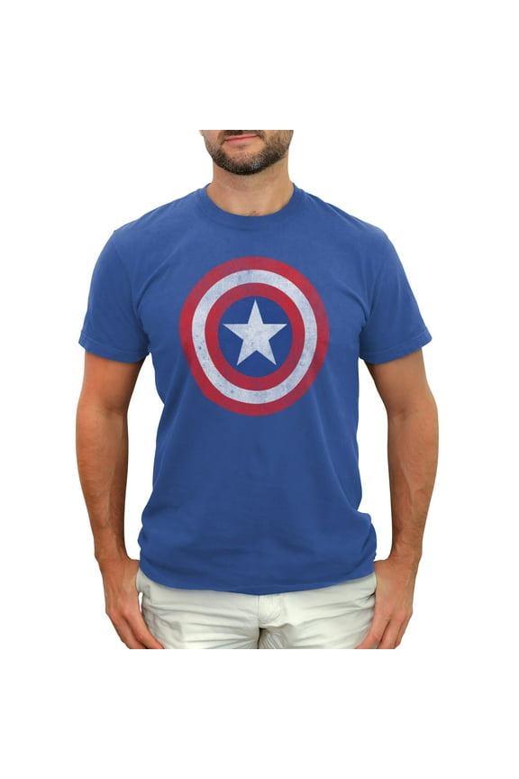 Men's Marvel Captain America Classic Shield Graphic Tee Royal Blue Medium