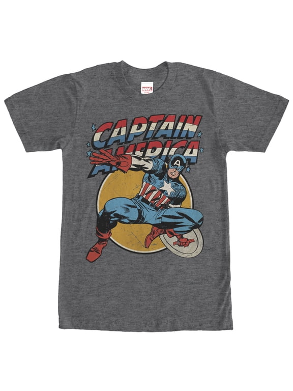 Men's Marvel Captain America Shield Graphic Tee Charcoal Heather 4X Large
