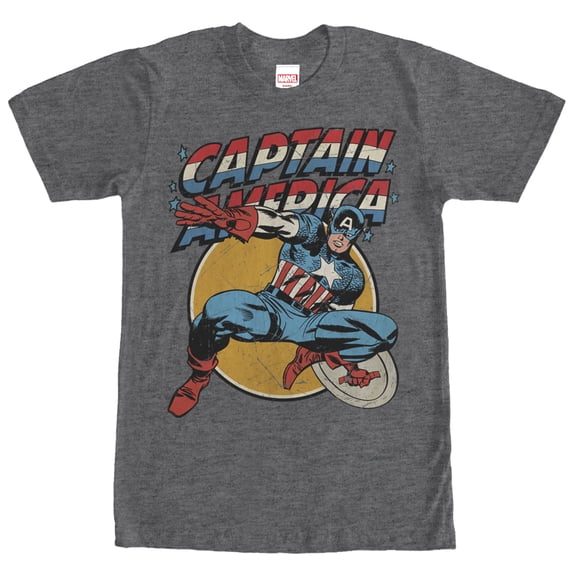 Men's Marvel Captain America Shield Graphic Tee Charcoal Heather Large