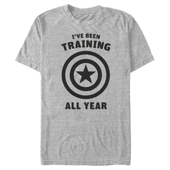 Men's Marvel Captain America Shield I've Been Training All Year Graphic Tee Athletic Heather Medium