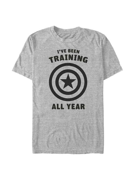 Men's Marvel Captain America Shield I've Been Training All Year Graphic Tee Athletic Heather Small