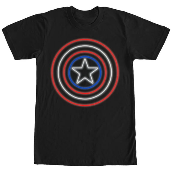 Men's Marvel Captain America Shield Neon Light Graphic Tee Black X Large