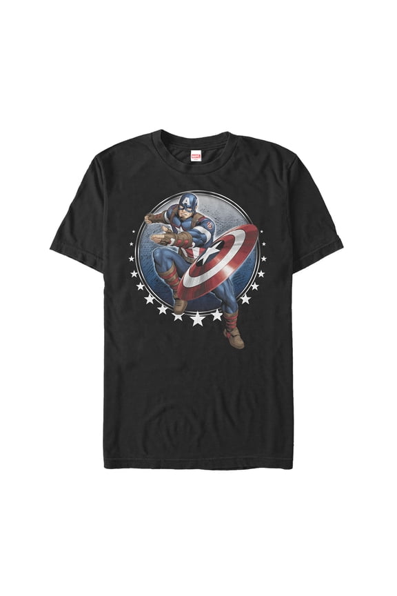 Men's Marvel Captain America Shield Toss Graphic Tee Black Large
