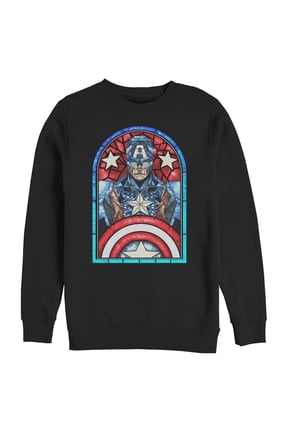 Men's Marvel Captain America Stained Glass Sweatshirt Black Large