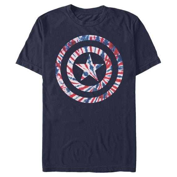 Men's Marvel Captain America Tie-Dye Logo Graphic Tee Navy Blue 2X Large