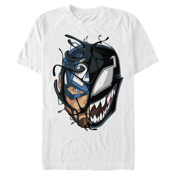 Men's Marvel Captain America Venom Mask Symbol Graphic Tee White Large