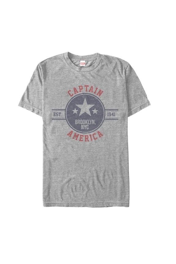 Men's Marvel Captain America Vintage Star Emblem Graphic Tee Athletic Heather X Large