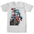 thumbnail image 1 of Men's Marvel Captain America Watercolor Print Graphic Tee White Medium, 1 of 4