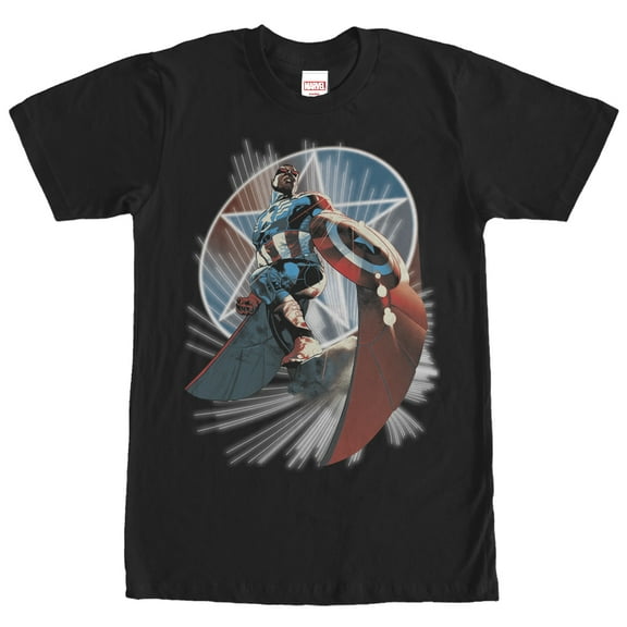 Men's Marvel Captain America Wings  Graphic Tee Black 2X Large