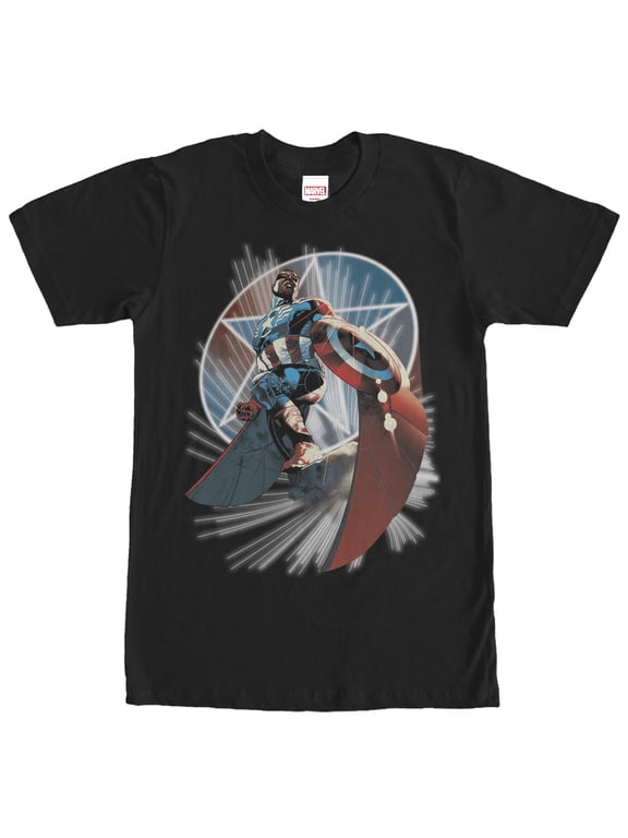 Men's Marvel Captain America Wings Graphic Tee Black Large