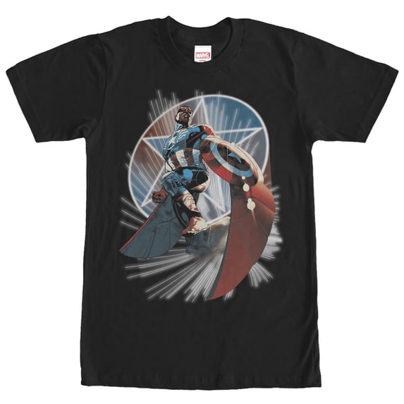 Men's Marvel Captain America Wings Graphic Tee Black Medium