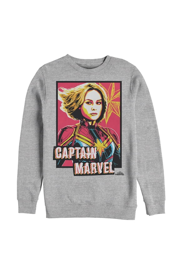 Men's Marvel Captain Marvel Artistic Portrait Sweatshirt Athletic Heather Small