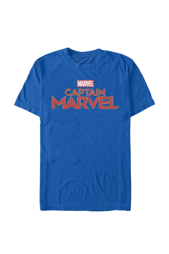 Men's Marvel Captain Marvel Classic Logo Graphic Tee Royal Blue Medium