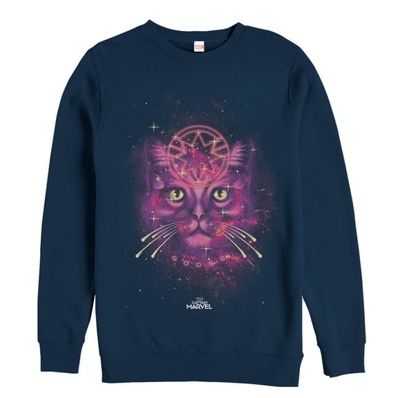 Men's Marvel Captain Marvel Cosmic Goose Cat  Sweatshirt Navy Blue Small