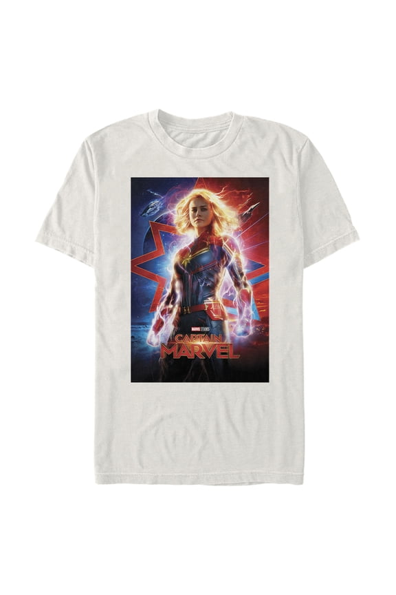 Men's Marvel Captain Marvel Electric Poster Graphic Tee Beige 3X Large