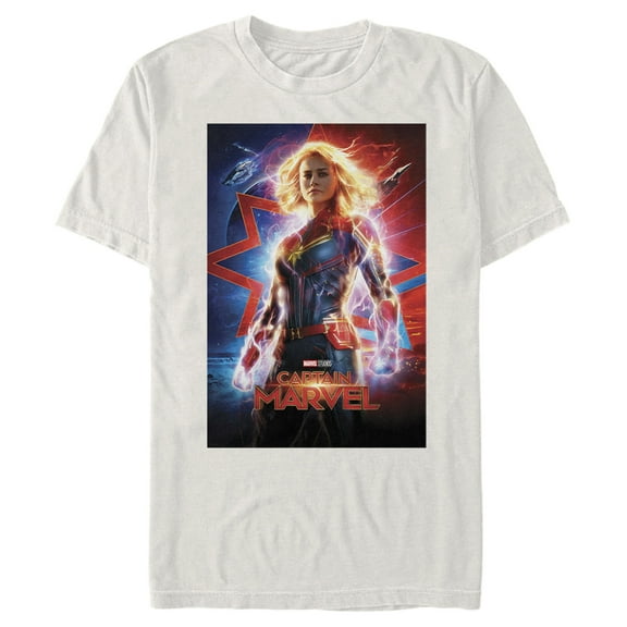 Men's Marvel Captain Marvel Electric Poster  Graphic Tee Beige Medium