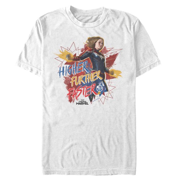 Men's Marvel Captain Marvel Faster Stars Graphic Tee White X Large