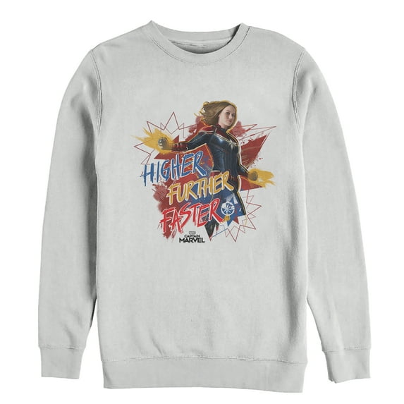 Men's Marvel Captain Marvel Faster Stars Sweatshirt White Medium