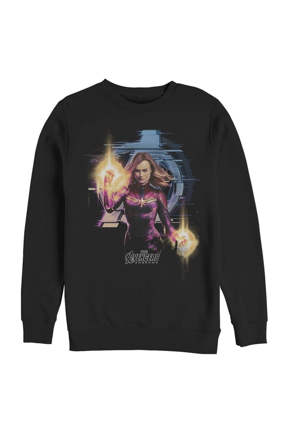 Men's Marvel Captain Marvel Fists Energy Blasts  Sweatshirt Black Small