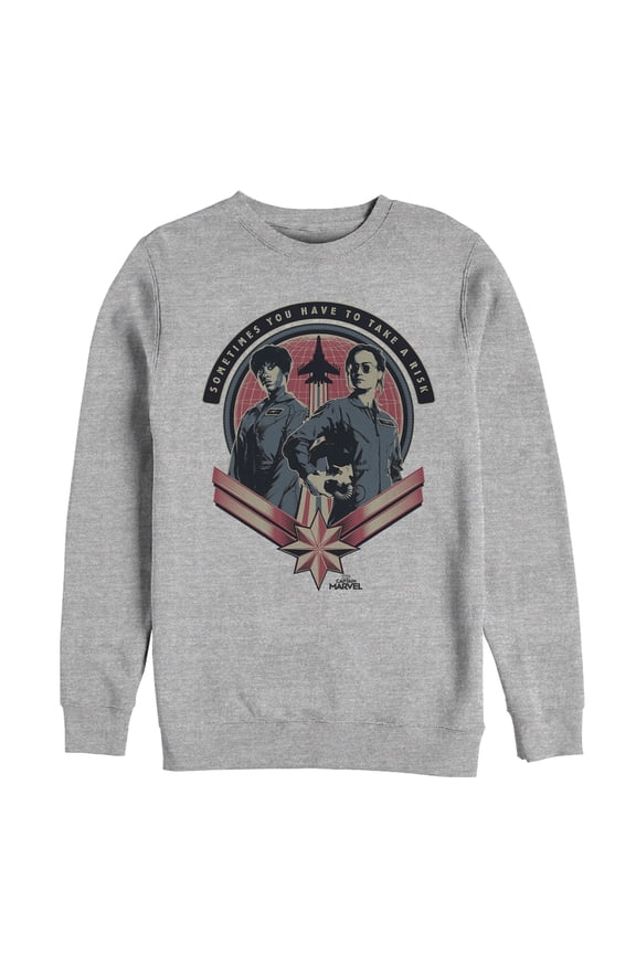 Men's Marvel Captain Marvel Flight Partners Sweatshirt Athletic Heather Large