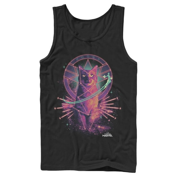 Men's Marvel Captain Marvel Galactic Goose Cat  Tank Top Black Small