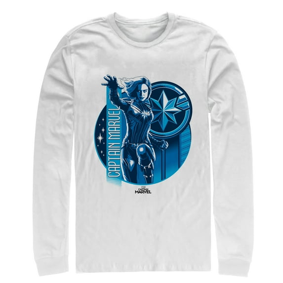 Men's Marvel Captain Marvel Galactic Hero Long Sleeve Shirt White 2X Large