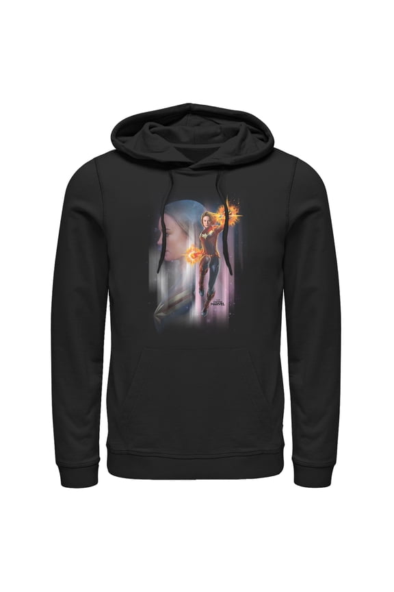 Men's Marvel Captain Marvel Galactic Profile Pull Over Hoodie Black Medium