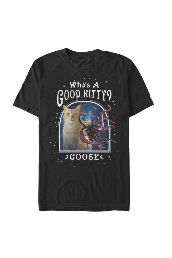 Men's Marvel Captain Marvel Good Goose Cat Graphic Tee Black 2X Large
