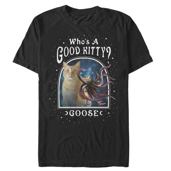 Men's Marvel Captain Marvel Good Goose Cat  Graphic Tee Black 3X Large
