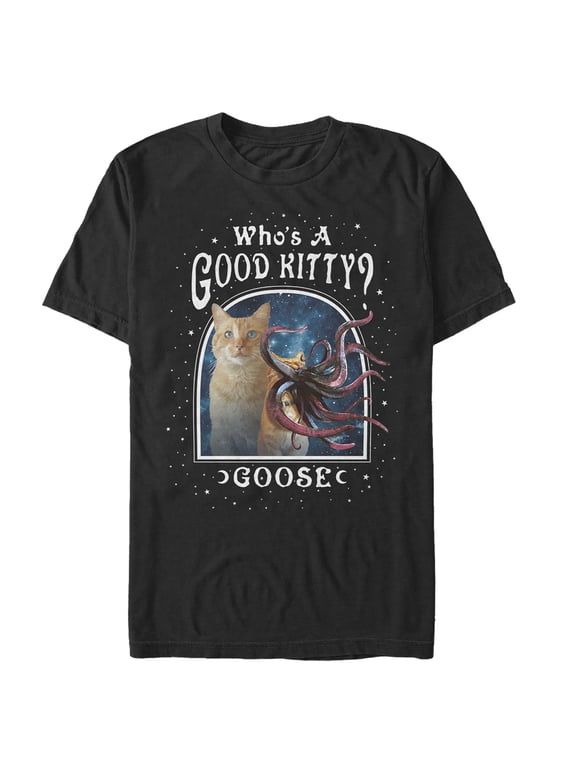 Men's Marvel Captain Marvel Good Goose Cat Graphic Tee Black X Large