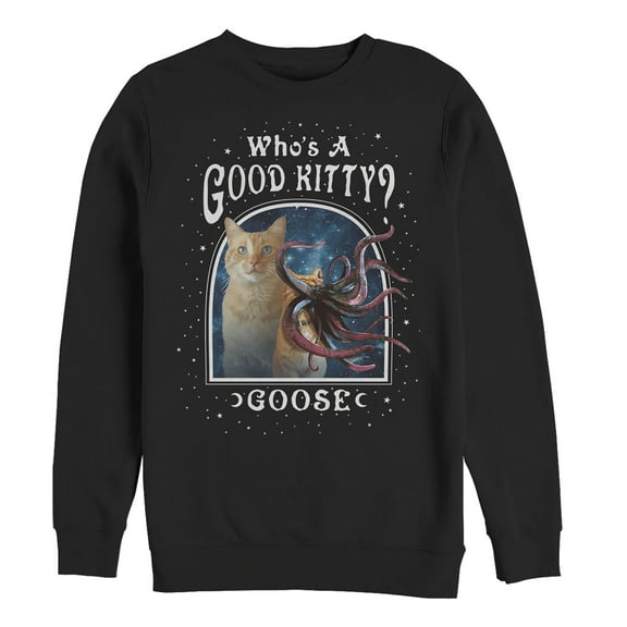 Men's Marvel Captain Marvel Good Goose Cat  Sweatshirt Black Large