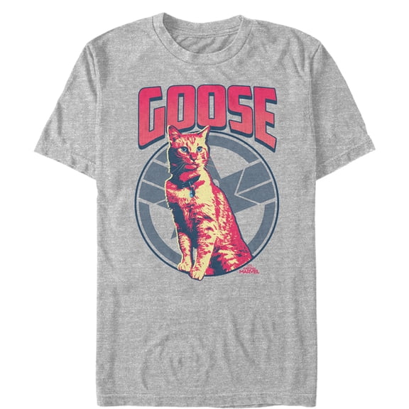 Men's Marvel Captain Marvel Goose Cat Badge Graphic Tee Athletic Heather 2X Large