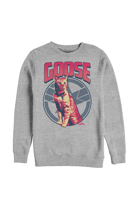 Men's Marvel Captain Marvel Goose Cat Badge Sweatshirt Athletic Heather Large