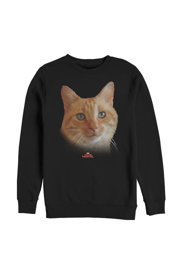 Men's Marvel Captain Marvel Goose Cat Portrait Sweatshirt Black Large