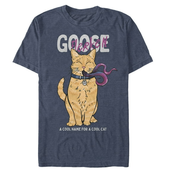 Men's Marvel Captain Marvel Goose Flerken Cartoon  Graphic Tee Navy Blue Heather Large