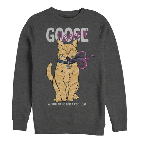 Men's Marvel Captain Marvel Goose Flerken Cartoon Sweatshirt Charcoal Heather Medium