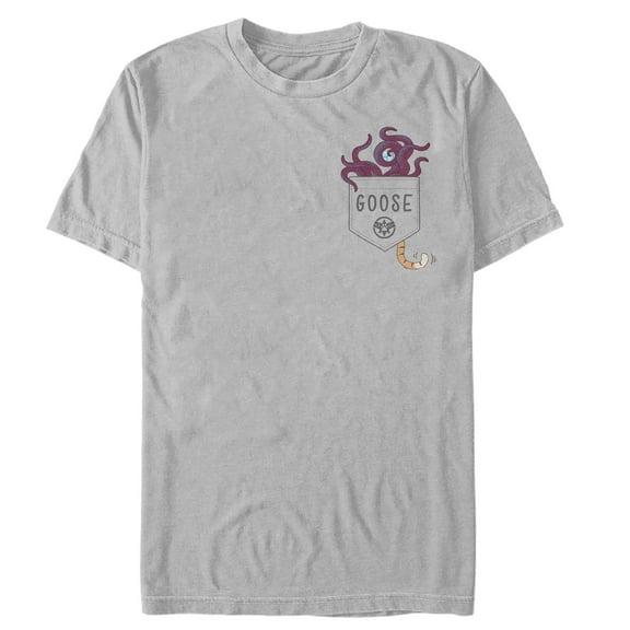 Men's Marvel Captain Marvel Goose Flerken Pocket Print  Graphic Tee Silver Medium