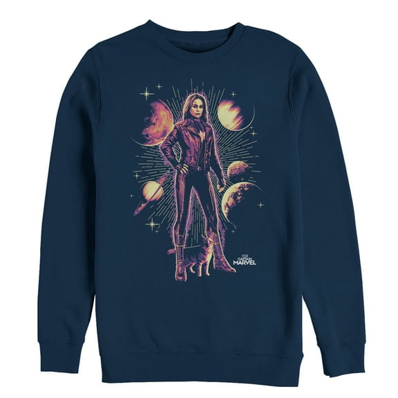 Men's Marvel Captain Marvel Goose Partners Sweatshirt Navy Blue X Large