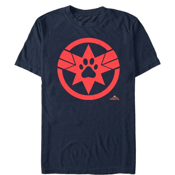 Men's Marvel Captain Marvel Goose Paw Star Symbol  Graphic Tee Navy Blue Large