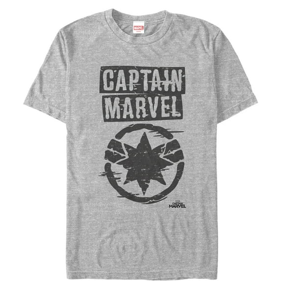 Men's Marvel Captain Marvel Grayscale Star Symbol Graphic Tee Athletic Heather Large